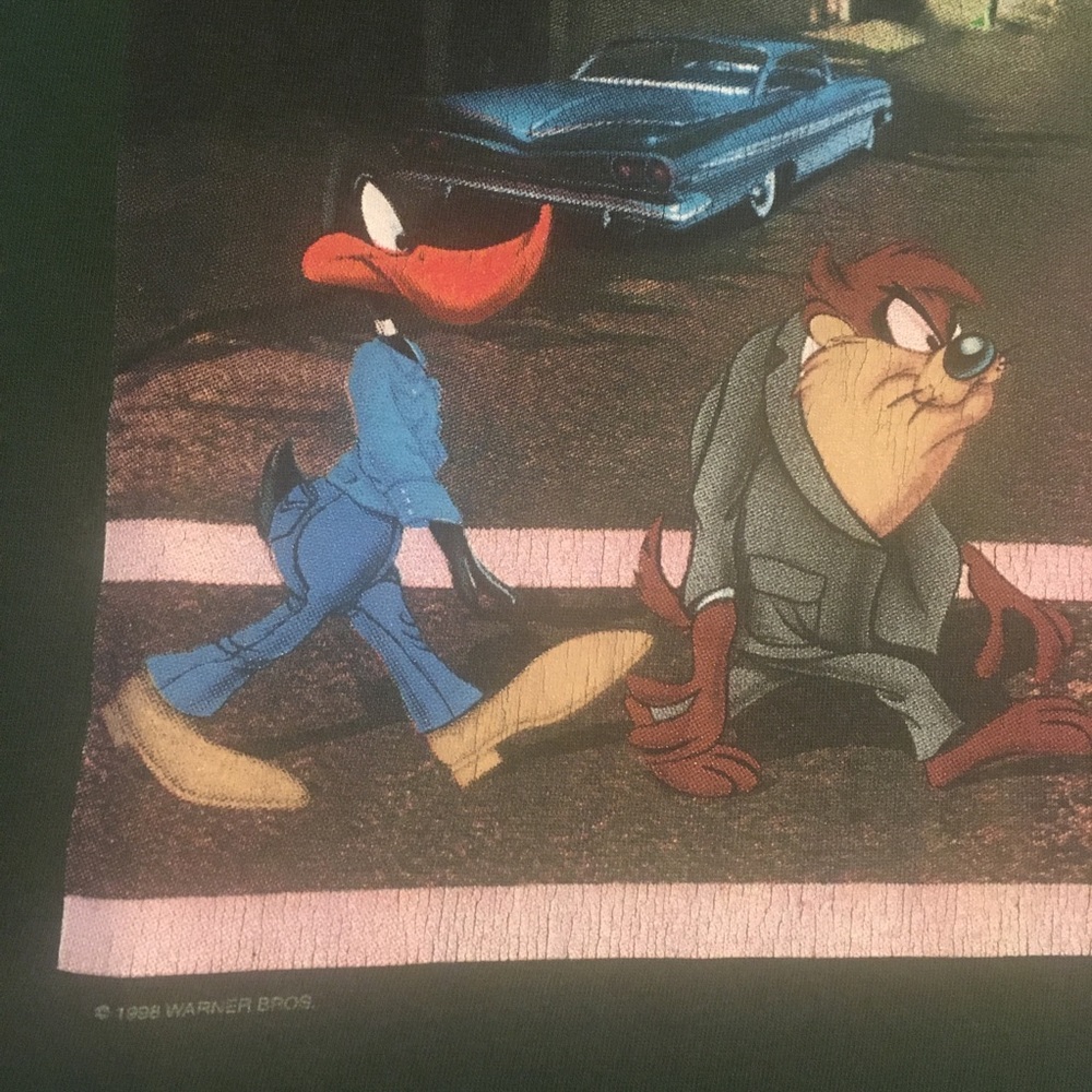 Vtg ‘98 Looney Tunes Abbey Road Beatles Graphic Tee L - Picture 3 of 9